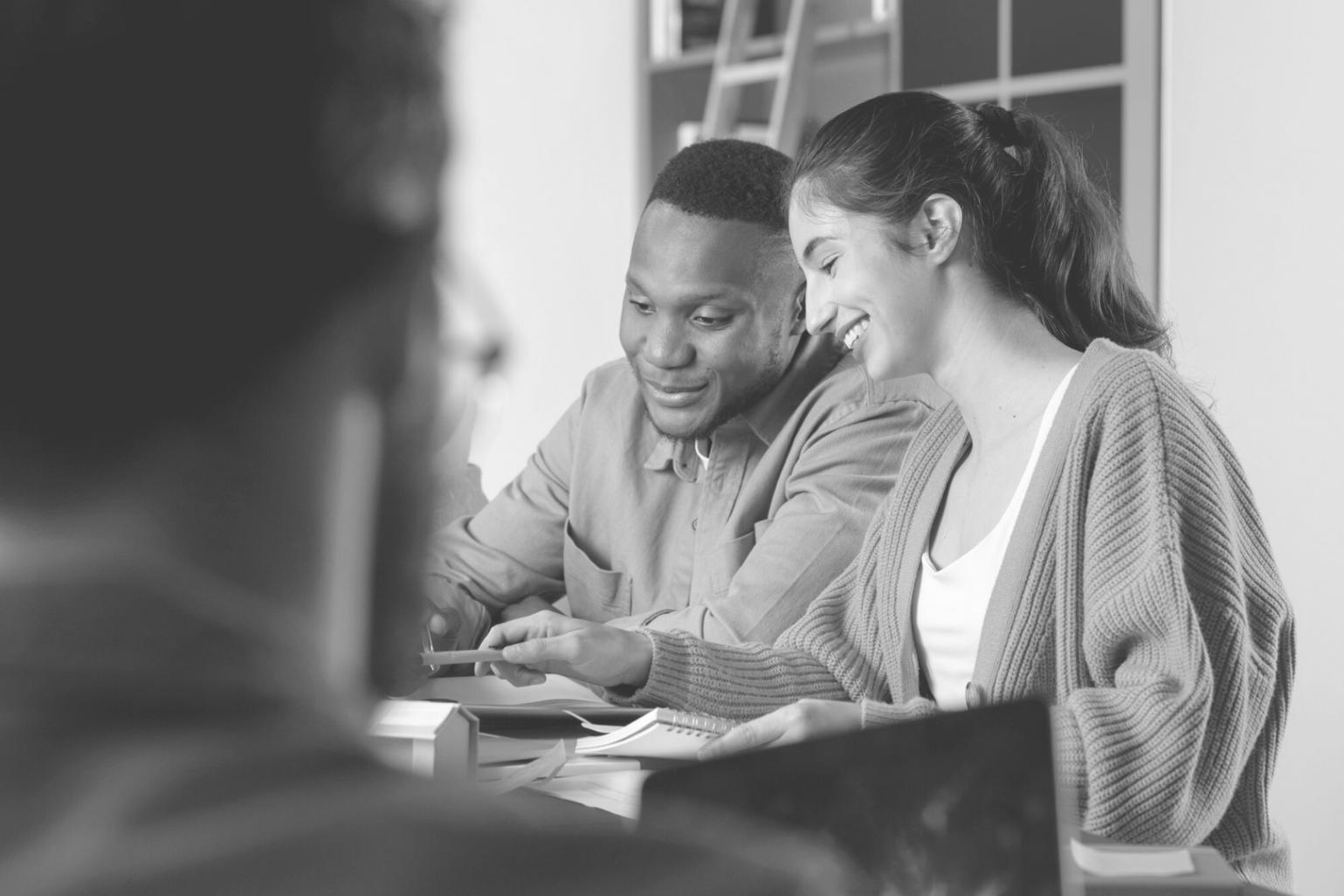 Finance professionals collaborating in modern office environment